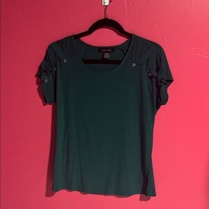 Dark Green Short Sleeve Women's Top